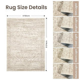 Rugland 6x9 Area Rugs for Living Room, Vintage Washable Area Rug, Beige