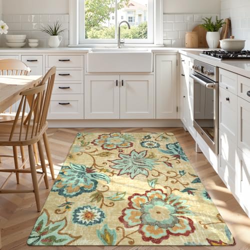 Lahome Floral Living Room Rug - 3x5 Area Rugs for Bedroom Entryway Rug