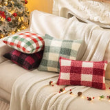 Red Green Plaid Christmas Throw Pillow Covers 20x20 Inch Set of 2