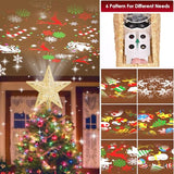 Winpull Christmas Tree Topper Lighted with 6 Pattern Projection Modes, Christmas Star Tree Topper Built-in LED Rotating Lights, Gold 3D Glitter Dynamic Projector for Christmas Decorations
