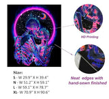 TUGCAY Blacklight Skull Tapestry Glow in the Dark Tapestry Kissing Lovers Tapestries Skeleton Neon Trippy Moon Stars Vertical Posters Wall Hanging Decor for Bedroom Aesthetic – 51.2” x 59.1”