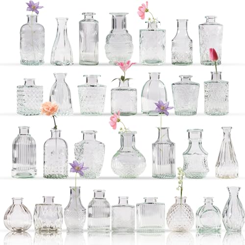 80 Pcs Bud Vase Set, Vases for Centerpieces, Cute Glass Bud Vases in Bulk, Small Vases for Flowers, Clear Vase Set for Wedding Decorations, Home Table Flower Décor