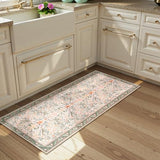 Boho Floral Birds Laundry Room Rug Runner 2x5, Washable Kitchen Runner Rug Non Skid, Soft Flower Indoor Carpet Runner for Bathroom Entrance Entryway Bedroom Dorm, Olive Green