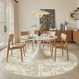 Soalmost Round Rugs 8ft Living Room Circle Area Rug 8x8 Beige/Gray Vintage