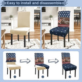 4th of July Chair Covers Set of 4 American Flag Stars Butterfly Patriotic Decor Stretch Parsons Chair Slipcovers for 4th of July Dining Room Decor Chairs Seat Protectors (Flag Striped Butterfly,4PCS)