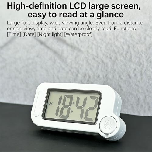 2pcs IPX7 Waterproof Kitchen Bathroom Clock with Backlight and Quiet Operations Perfect for Students and Travelers