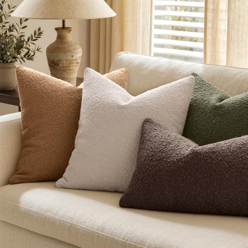 MIULEE Textured Boucle Lumbar Pillow Cover for Bed 12x20 Dark Brown