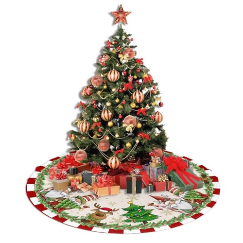 Santa Claus Gnome Christmas Tree Skirt 36" for Xmas Halloween New Year Holiday Party Home Tree Mat Decor Ornaments Decoration