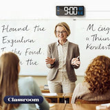 Digital Wall Clocks for Classroom, 16" Large Display Digital Electric Clock with Remote Control, Date, Week, Alarm, Temperature, Night Light for Living Room, Bedroom, Gym, Office(Blue)
