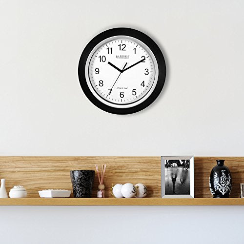 La Crosse Technology WT-3102B 10-Inch WWVB Self-set Analog Wall Clock and automatic DST reset,Black/silver