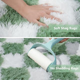 Shag Runner Rug for Bedroom Living Room 2x6 Upgrade Non-Slip Fluffy Soft Bedside Rugs,Green and White Shaggy Carpet for Livingroom Dorm Home Decor Aesthetic