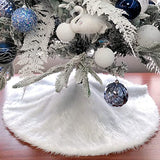 Mini Tree Skirt Small Christmas Tree Skirt White Snow Luxury Faux Fur - 15 inch Miniature Round Skirts for Tabletop/Under Xmas Tree Decorations (15 inch / 16 inches)