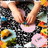 BreezeHug 7.5 x 12 ft Classroom Rug Pastel Composition Notebook Rug Back to School Supplies Educational Area Classroom Carpet Positive Affirmation Station Carpet for Teaching Playroom Read Room Decor