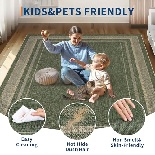 GarveeHome 6ft Washable Round Rug Large Bedroom Easy Jute Area Rugs