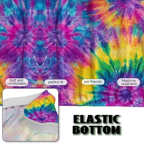 Rainbow Tie Dye Print Stretch Armless Futon Cover Sofa Couch Slipcovers Folding Armless Sofa Bed Slipcovers Furniture Protector Machine Washable