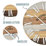 24" Wooden Multi-Color Maritime Coastal Beach Large Roman Wall Clock (Wood, 24 inch)