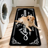 Non-Slip Laundry Room Rug Runner 17.3"x47.2" Washable Floor Cushioned Rubber Carpet Black Bathroom Hallway Mudroom Kitchen Mat for Farmhouse Entryway Washroom Decor Accessories