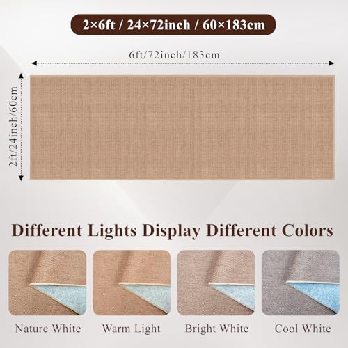 2x6 Jute Woven Runner Rug: Non Slip Backing Solid Color Easy Clean Hallways