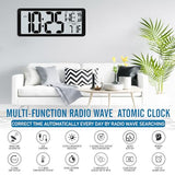 4.6" Numbers Display Built-in Rechargeable Power 15" Atomic Black Wall Clock -Night Display-Never Needs Setting!-Easy to Read Numbers-Never Need Replace Battery
