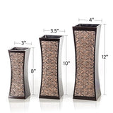 Creative Scents Dublin Brown Vases for Decor Centerpieces - Set of 3 Flower Vases Ideal Home Decor, Dining and Living Room Table Centerpiece, Table Decor, Bookshelf, Mantle and Entryway, Gift Boxed