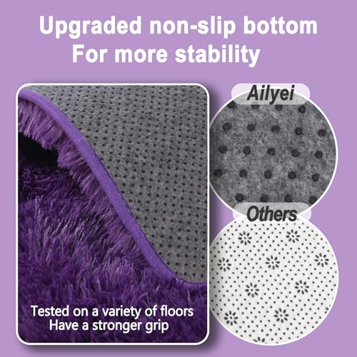 Soft Shag Rugs for Bedroom, 4x6 Purple Fluffy Shaggy Rugs for Living Room Nursery, Luxury Modern Plush Carpet Girls Boys Kids Room Dorm Indoor Home Decor, Upgrade Non-Slip