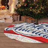 Patriotic God Bless America July 4th American Flag 36 Inch Christmas Tree Skirt Carpet Mat Funny Party Decor Supplies for Xmas Halloween Decorations Occasion