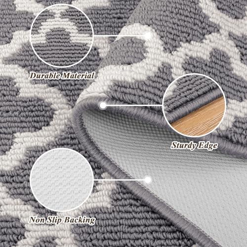 Runner Rug for Hallway 2×8feet Non Slip Kitchen Runners, Grey