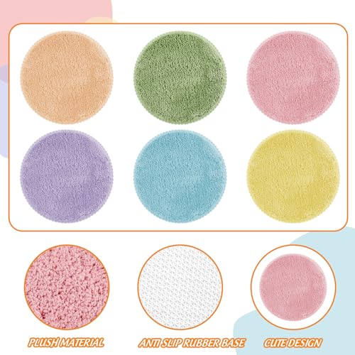 JarThenaAMCS 6Pcs Pastel Student Carpet Seats 16" Round Floor Seats Soft Circle Floor Rug Mats for Back to School Classroom Group Activity Learning Play Areas Supplies