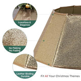 HarcoHome Dazzling Christmas Tree Collar, 26" D Foldable Crystal Christmas Tree Base Cover, Handmade Skirt for Xmas Decoration (Rose Gold, Diamond)