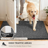 PURRUGS Dirt Trapping Door Mat 24" x 35.5", Non-Slip Machine Washable Entryway Rug, Dog Doormat, Indoor Front Door Mat, Super Absorbent Entry Rug for Muddy Shoes & Paws, Charcoal