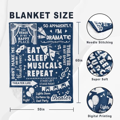 Theater Gifts, Theatre Gifts Blanket, Musical Theater Gifts, Gifts for Theatre Lovers, Gifts for Theatre Actors, Theatre Gifts for Women, Broadway Gift Throw Blanket 60x50in