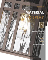Dusk to Dawn Outdoor Lighting, HWH Outdoor Wall Lights Exterior Wall Lantern Light Waterproof, Oil-Rubbed-Bronze Finish with Water Ripple Glass, 5HD27B-PC ORB-WP