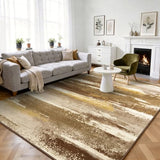 9x12 Area Rugs for Living Room, Brown Modern Abstract Rugs