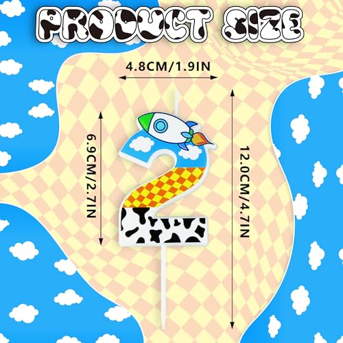 Cartoon Story Birthday Candles Blue Sky White Clouds Small Rocket Candle Holder Cartoon Themed Birthday Party Supplies (No.2)