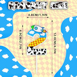 Cartoon Story Birthday Candles Blue Sky White Clouds Small Rocket Candle Holder Cartoon Themed Birthday Party Supplies (No.2)
