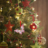 WaaHome Pink Butterfly Christmas Ornaments 2026 - Beautiful Metal Monarch Butterfly Keepsake Ornament for Christmas Tree Decorations Gifts for Women Girls Mom Sisters