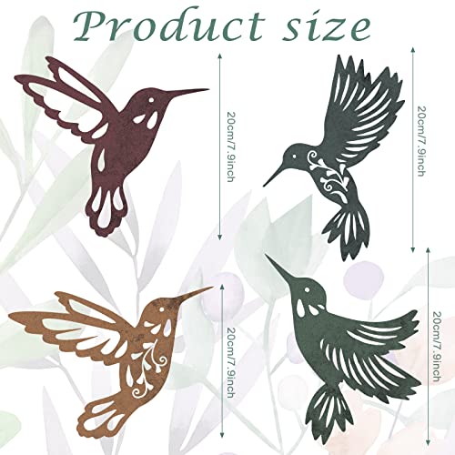 Teling 4 Pcs Metal Hummingbird Wall Art Metal Dragonfly Wall Decor for Modern Farmhouse Rustic Home Living Room Bedroom Kitchen Patio Indoor Outdoor Decor(Hummingbird)
