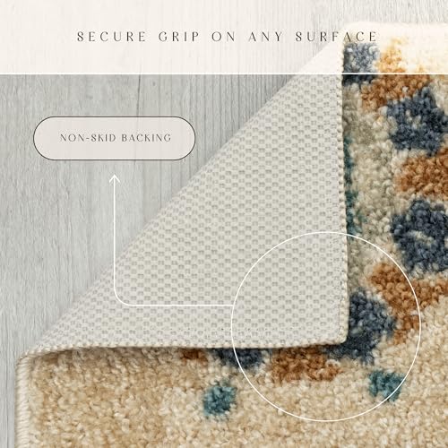 Maples Rugs Reggie Bohemian Floral Print Runner Rug, 2' x 7', Beige