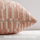 Boho Striped Decorative Throw Pillow Covers Set of 2,16"X16",Pink