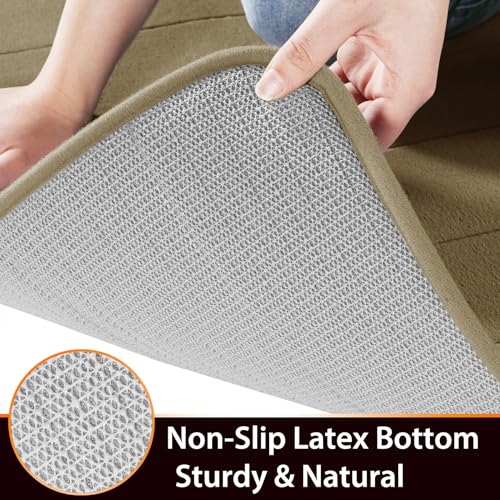 Yimobra Bathroom Runner 55"x24", Non Slip Memory Foam Bath Mat, Super Soft Water Absorbent Hallway Carpet, Machine Washable Rug for Vanity Tub Shower, Light Tan