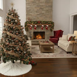 48 Inch Christmas Tree Skirt Faux Fur with Cable Knit Knitted Thick Decoration for Merry Christmas Decorations