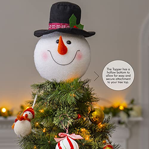 Ornativity Snowman Head Tree Topper - Xmas Holiday Decor Tree Top Winter Snow Man Topper Ornament Decoration for Christmas Tree Toppers 10"