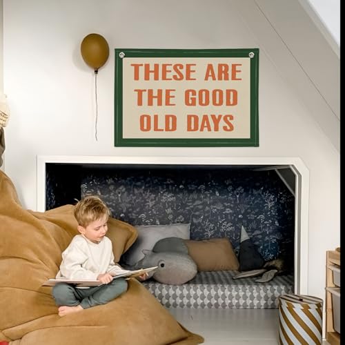 These Are The Good Old Days Canvas Banner Wall Hanging Banner Flag, Banners for Room, Trendy Retro Nostalgic Inspirational Banner (Retro)