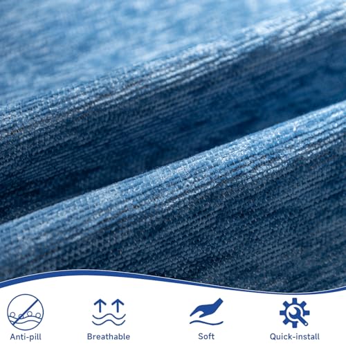 VClife Boho Couch Cover, Dog Sofa Cover for 1 Cushion Couch, Blue,71"X91" | Premium Thick Chenille, Multi-Use Furniture Cover, Compatible with Armchair, Loveseat, Standard, L-Shape & Sectional Sofa