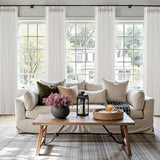Pinch Pleated Linen Curtains 90 Inches Long for Living Dining Room Bedroom 2 Panel Set Natural Cream Birch Pinch Pleat Curtain 90 Inch Neutral Boho Floor to Ceiling Curtains Semi Sheer Linen Drapes