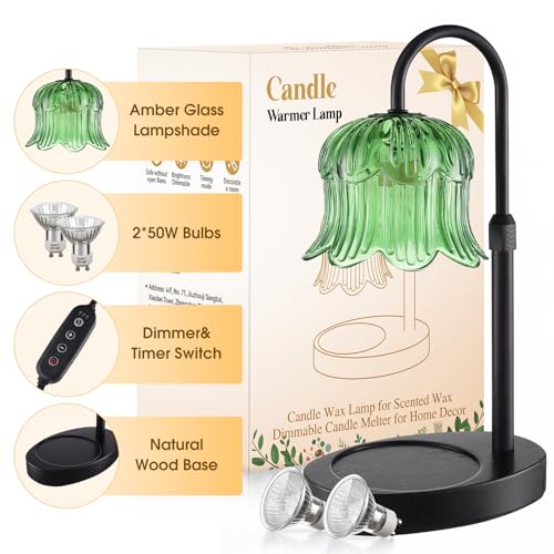 Candle Warmer Lamp Adjustable Timer Electric－Green Flower-Shaped Wax lamp