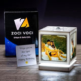 ZOCI VOCI Custom Rotating Picture Frame with Night Light, White | Personalized Table Lamp, 4 Photos, Anniversary Couples Gifts, Romantic Gifts