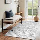 3x4 Area Rug Washable Moroccan: Non Slip Entryway Floor Mat Grey