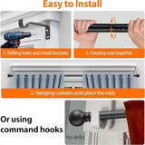 Small Window Curtain Rod 28 to 44 Inch, Heavy Duty Matte Black Adjustable Splicing Curtain Rods With Brackets for Living Room, Bedroom, Sliding Glass Door, Patio, Cafe Shop