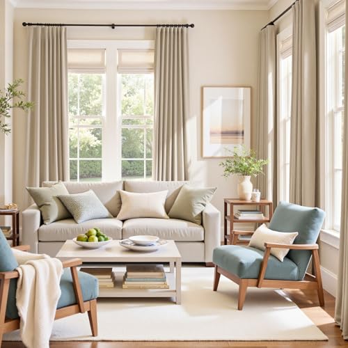 Lazzzy Velvet Blackout Curtains Thermal Insulated Room Window Drapes Super Soft Luxury Curtains for Living Room Bedroom Rod Pocket 2 Panels, Beige, 52" W x 84" L